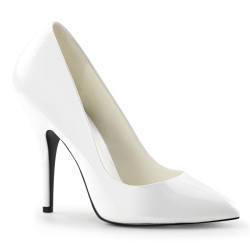 Pleaser SEDUCE-420 White Pointed Toe Heeled Pumps