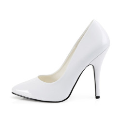 Pleaser SEDUCE-420 White Pointed Toe Heeled Pumps