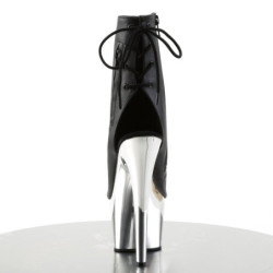 Pleaser ADORE-1018 Black Vegan Leather Silver Chrome
