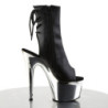 Pleaser ADORE-1018 Black Vegan Leather Silver Chrome