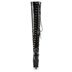 Pleaser ADORE-3063 Black Laced Platform Overknee Boots