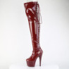Pleaser ADORE-3063 Burgundy Laced Platform Overknee Boots