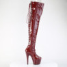 Pleaser ADORE-3063 Burgundy Laced Platform Overknee Boots