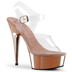Pleaser DELIGHT-608 Transparent Rose Gold Chrome Sale