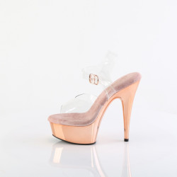 Pleaser DELIGHT-608 Transparent Rose Gold Chrome Sale