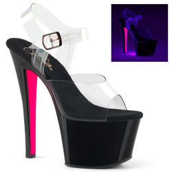 Pleaser SKY-308TT Transparent Black Neon Pink Sale Women