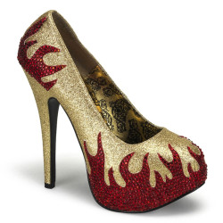 Bordello TEEZE-27 Gold Glitter Red Strass Sale Women
