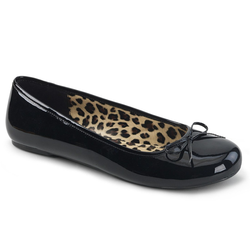 Pleaser Pink Label ANNA-01 Black Patent Ballerinas Men