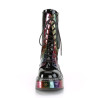 Demonia EMILY-350 Black Patent Rainbow Hologram Hearts