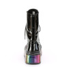Demonia EMILY-350 Black Patent Rainbow Hologram Hearts