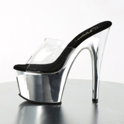 Pleaser ADORE-701 Transparent Silver High Heeled Mules