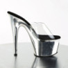 Pleaser ADORE-701 Transparent Silver High Heeled Mules