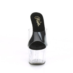 Pleaser ADORE-701 Transparent Black Heeled Mules Women