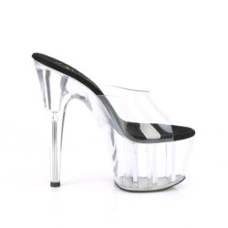 Pleaser ADORE-701 Transparent Black Heeled Mules Women