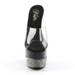 Pleaser ADORE-701-3 Transparent Black Pewter Strass