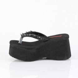 Demonia FUNN-35 Black Vegan Platform Women Flip Flops
