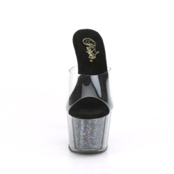 Pleaser ADORE-701CG Transparent Black Confetti Glitter
