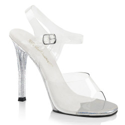 Fabulicious GALA-08MG Clear High Heeled Bridal Sandals