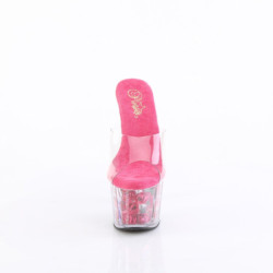Pleaser ADORE-701FL Transparent Pink Flowers Mules