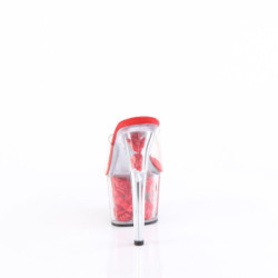Pleaser ADORE-701FL Transparent Red Flowers Mules