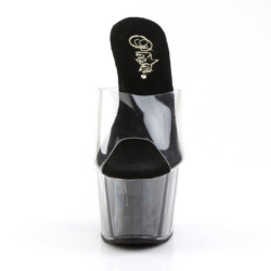 Pleaser ADORE-701G Transparent Black Glitter High Mules