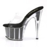 Pleaser ADORE-701G Transparent Black Glitter High Mules