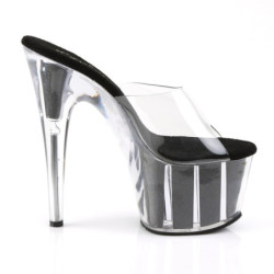Pleaser ADORE-701G Transparent Black Glitter High Mules