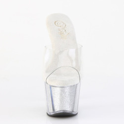 Pleaser ADORE-701G Transparent Silver Glitter Mules