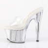 Pleaser ADORE-701G Transparent Silver Glitter Mules