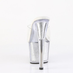 Pleaser ADORE-701G Transparent Silver Glitter Mules