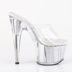 Pleaser ADORE-701G Transparent Silver Glitter Mules