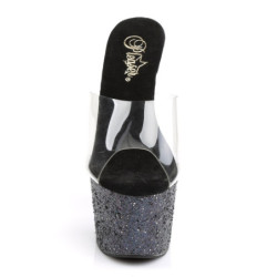 Pleaser ADORE-701LG Transparent Black Hologram Glitter
