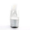 Pleaser ADORE-701LG Transparent Silver Glitter Mules