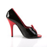 Pleaser SEDUCE-216 Black-Red Open Toe Bow Pumps