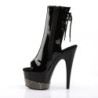 Pleaser ADORE-1018-3 Black Pewter Strass Ankle Boots