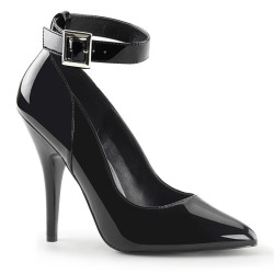 Pleaser SEDUCE-431 Black Ankle Strap Heeled Pumps