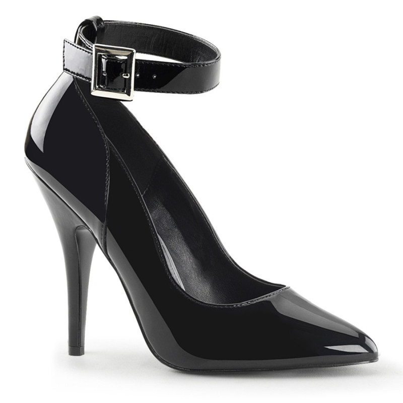 Pleaser SEDUCE-431 Black Ankle Strap Heeled Pumps Pleaser SEDUCE-431 Black Ankle Strap Heeled Pumps
