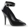 Pleaser SEDUCE-431 Black Ankle Strap Heeled Pumps