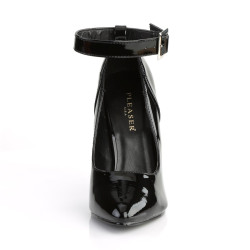 Pleaser SEDUCE-431 Black Ankle Strap Heeled Pumps