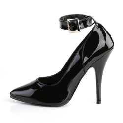 Pleaser SEDUCE-431 Black Ankle Strap Heeled Pumps