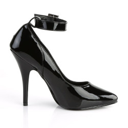 Pleaser SEDUCE-431 Black Ankle Strap Heeled Pumps