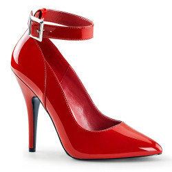 Pleaser SEDUCE-431 Red Ankle Strap Heeled Pumps