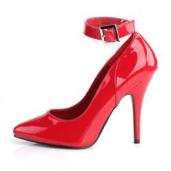Pleaser SEDUCE-431 Red Ankle Strap Heeled Pumps