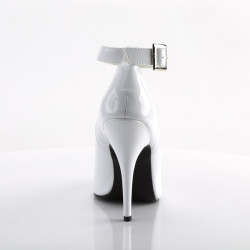Pleaser SEDUCE-431 White Ankle Strap Heeled Pumps