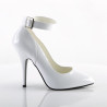 Pleaser SEDUCE-431 White Ankle Strap Heeled Pumps