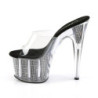 Pleaser ADORE-701SRS Transparent Black Strass Mules