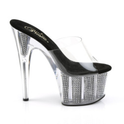 Pleaser ADORE-701SRS Transparent Black Strass Mules