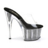 Pleaser ADORE-701SRS Transparent Black Strass Mules