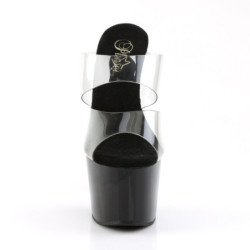 Pleaser ADORE-702 Transparent Black Heeled Mules Women