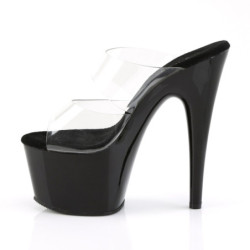 Pleaser ADORE-702 Transparent Black Heeled Mules Women